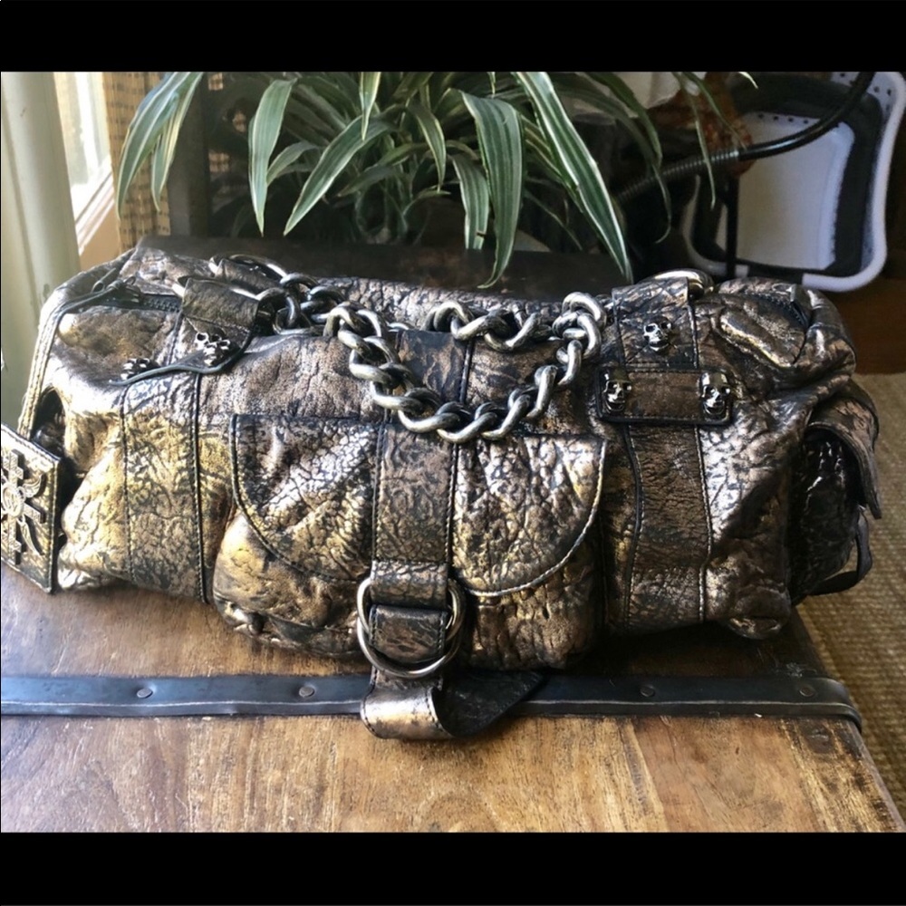 RARE Thomas Wylde bronze leather shoulder bag - Picture 2 of 12